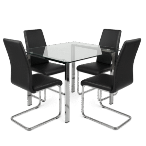 CrystalEdge Glass Dining Table (4-Seater)